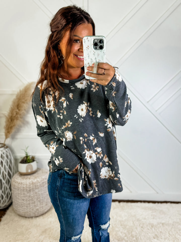 Alexis Floral Ribbed Top