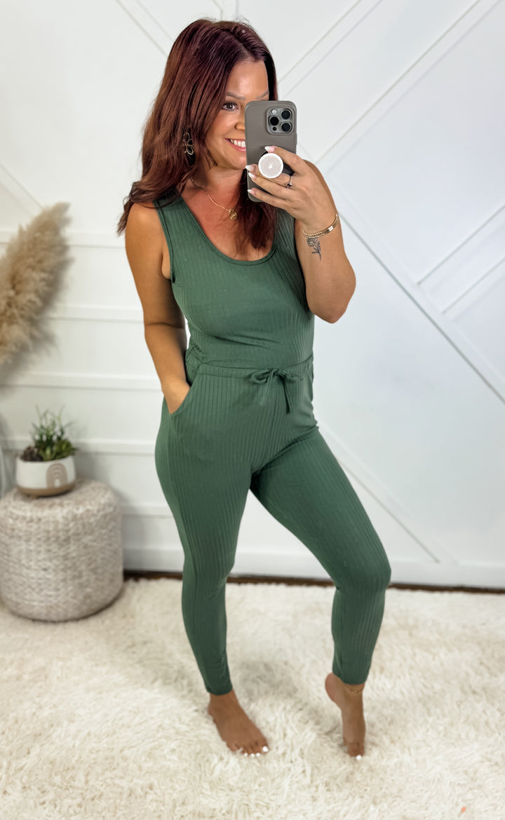 Genesis Ribbed Jumpsuit Olive