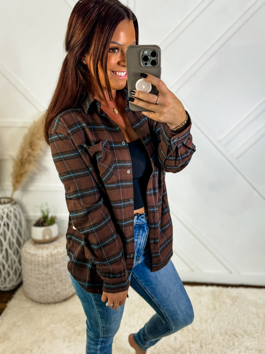 Grayce Long Sleeve Button Down Plaid Shirt