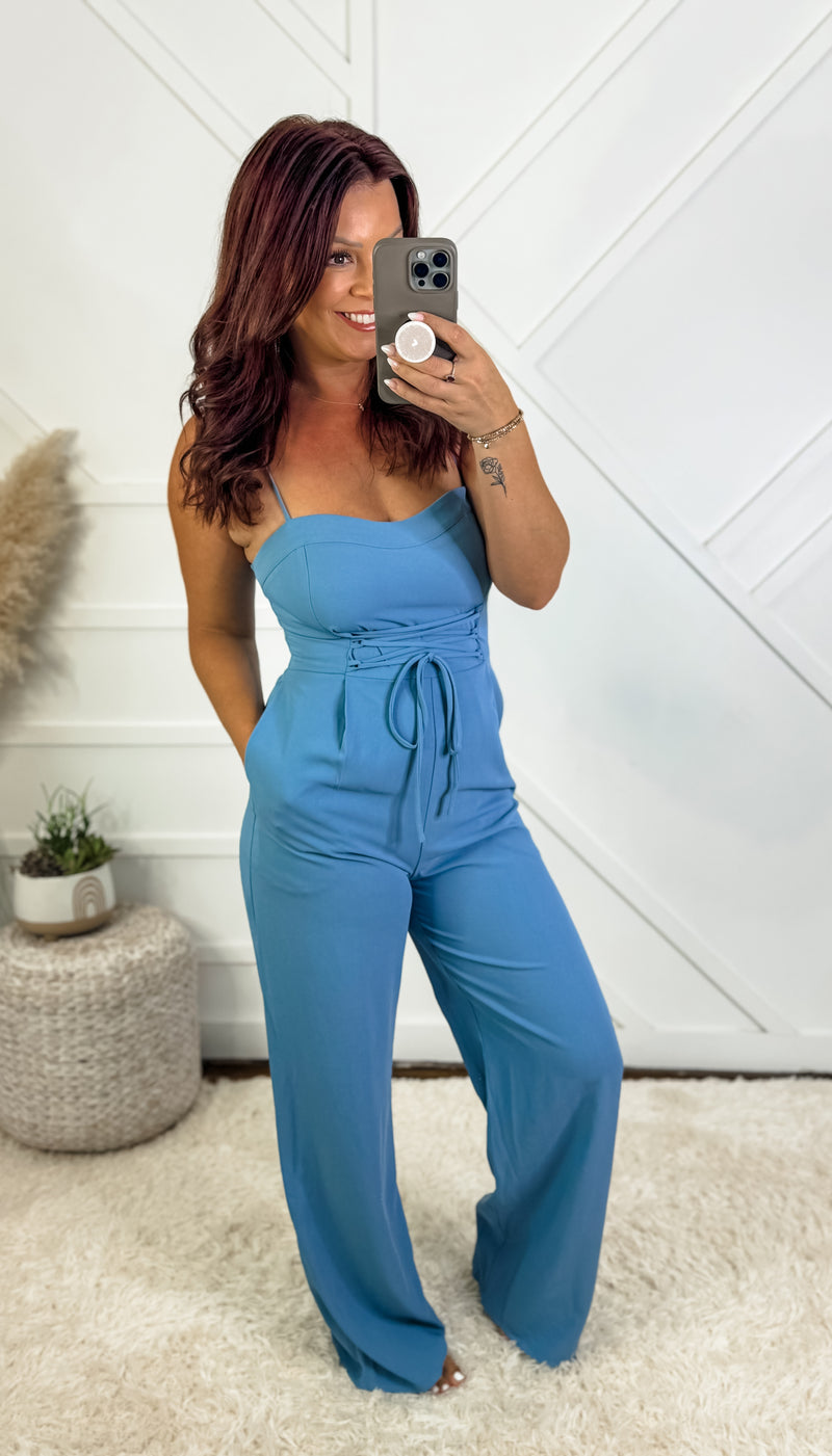 Natalia Lace Up Front Strappy Jumpsuit