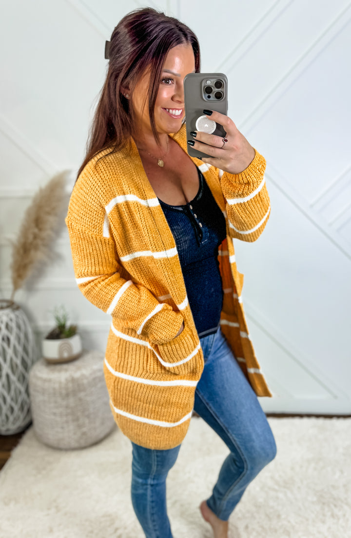 Super Soft Stripe Velvet Texture Cardigan