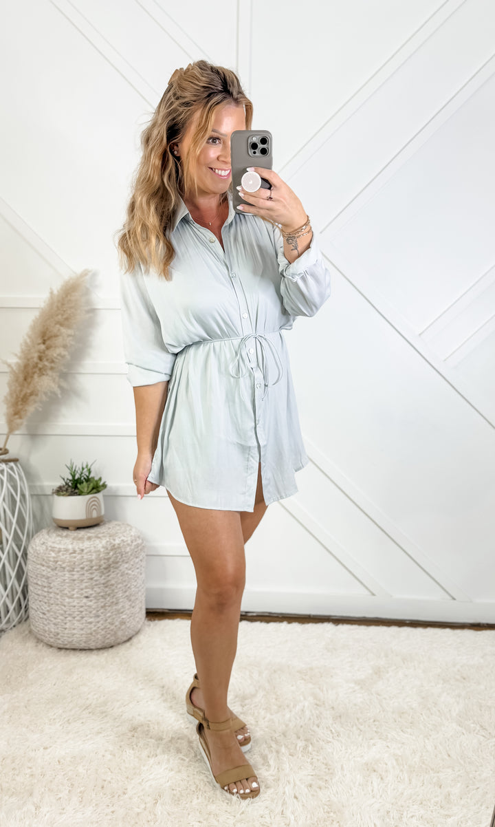 Marlee Satin Shirt Romper Dress