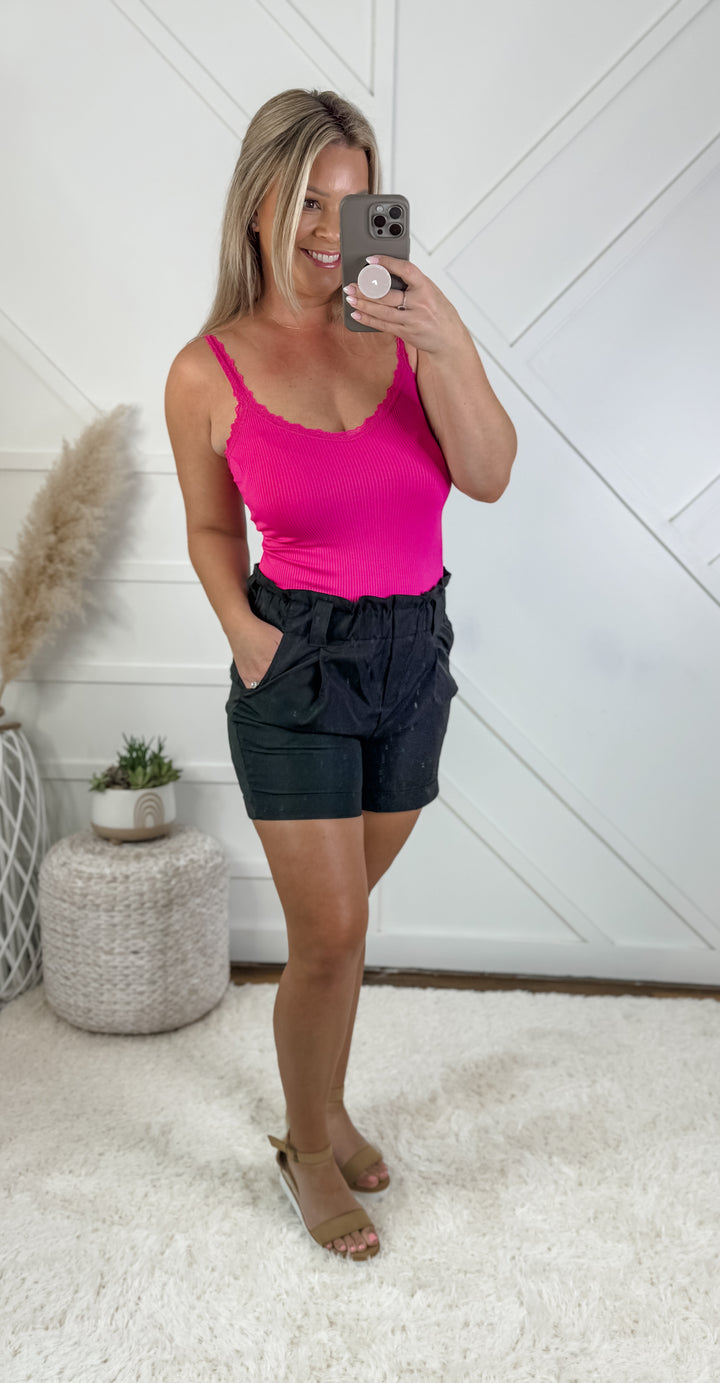 Rylee Ruffle Waist Belt Loop Shorts