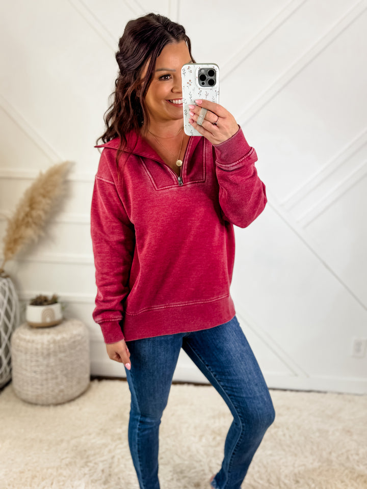 Isabella Half Zip Pullover Scarlett