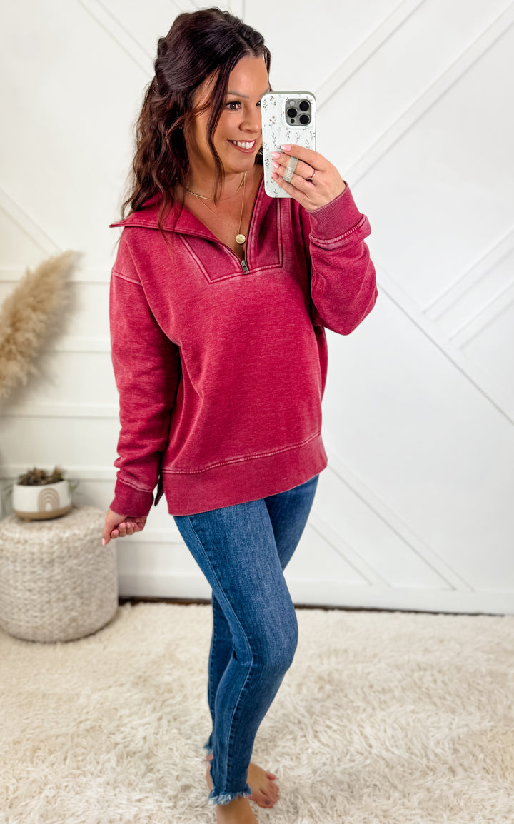 Isabella Half Zip Pullover Scarlett