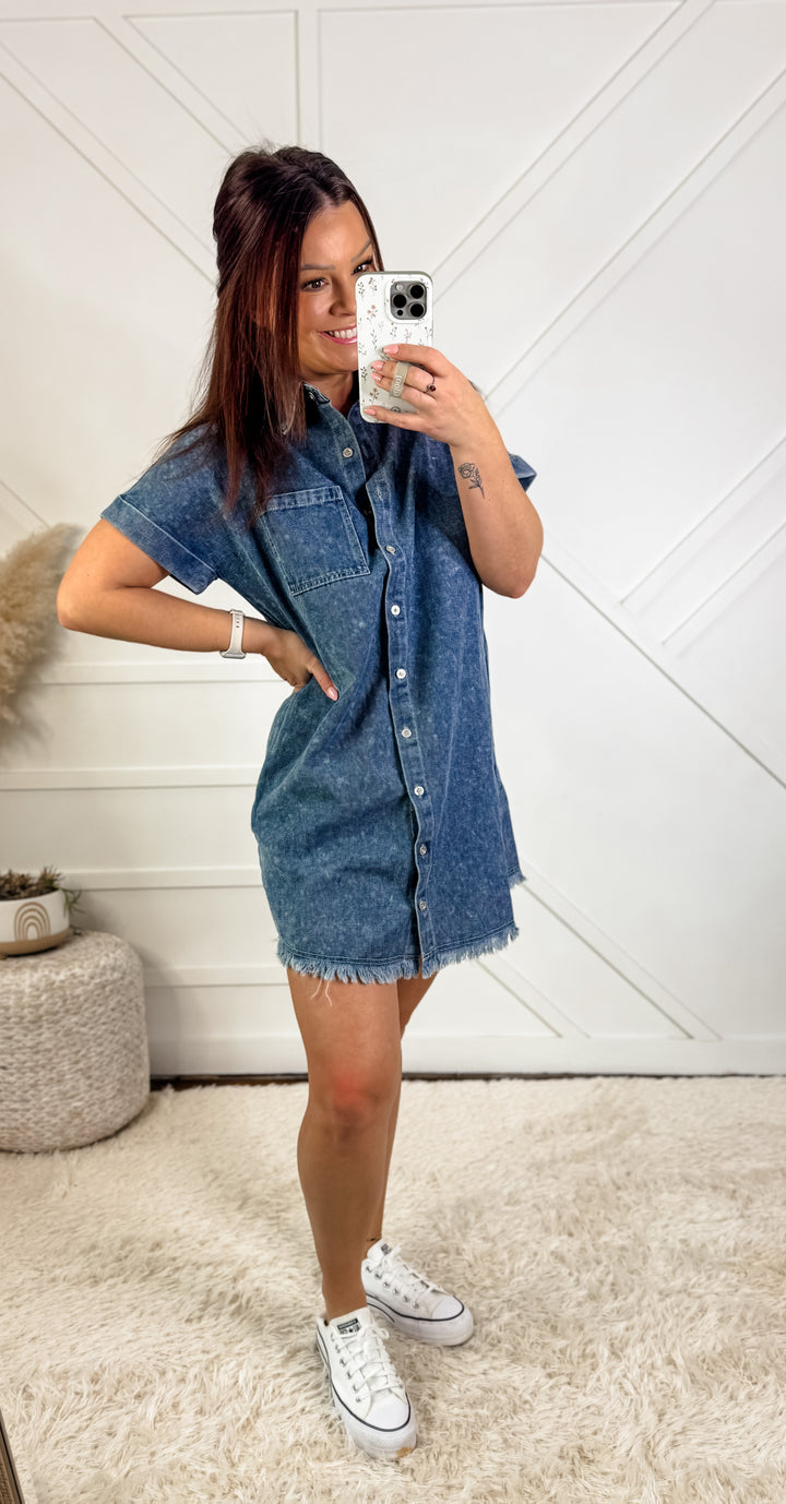 Lauren Chic Washed Denim Dress