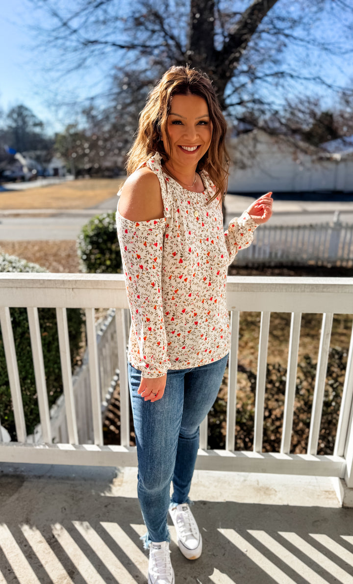 Callie Floral Cold Shoulder Top