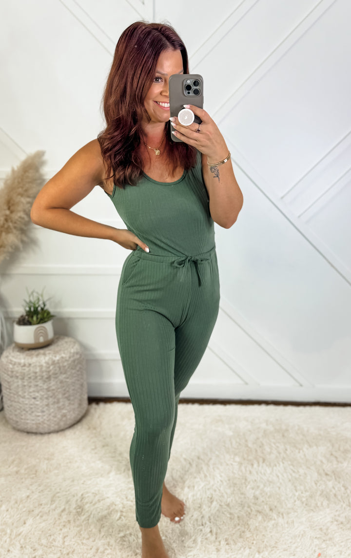 Genesis Ribbed Jumpsuit Olive