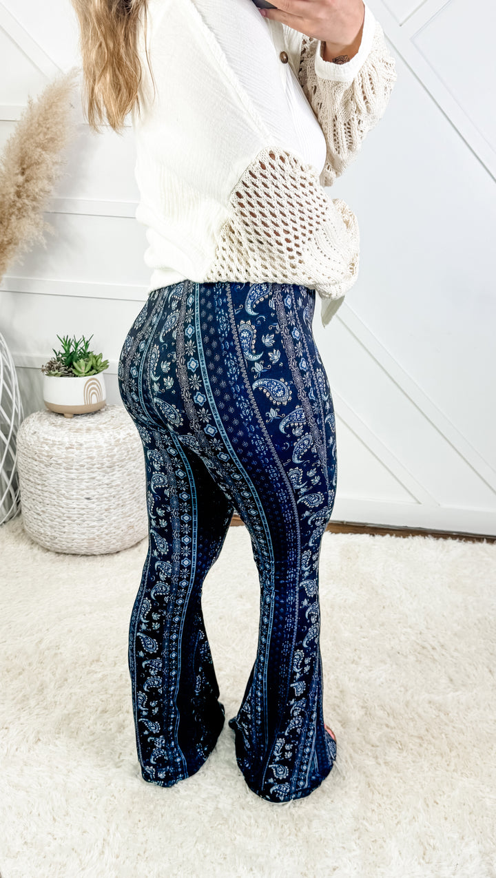 Saylor Navy Bandana Flare Pants