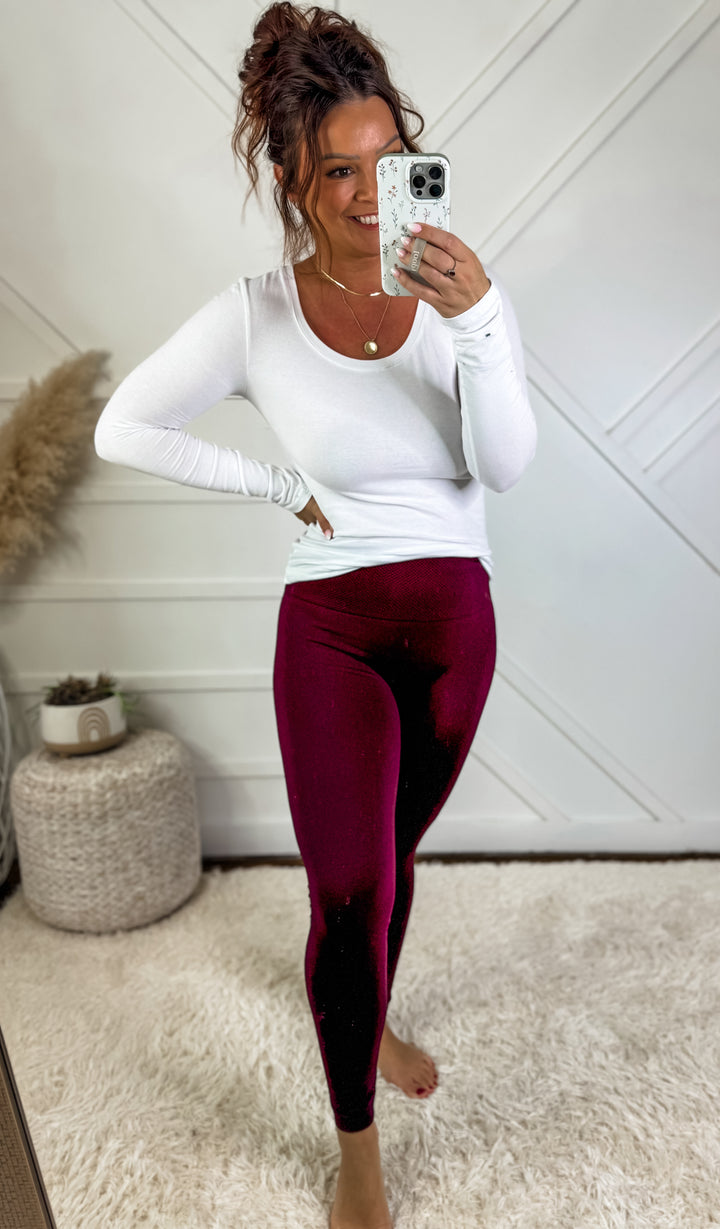 Fleece Leggings Black/Navy/Burgundy/Charcoal *Door Buster*