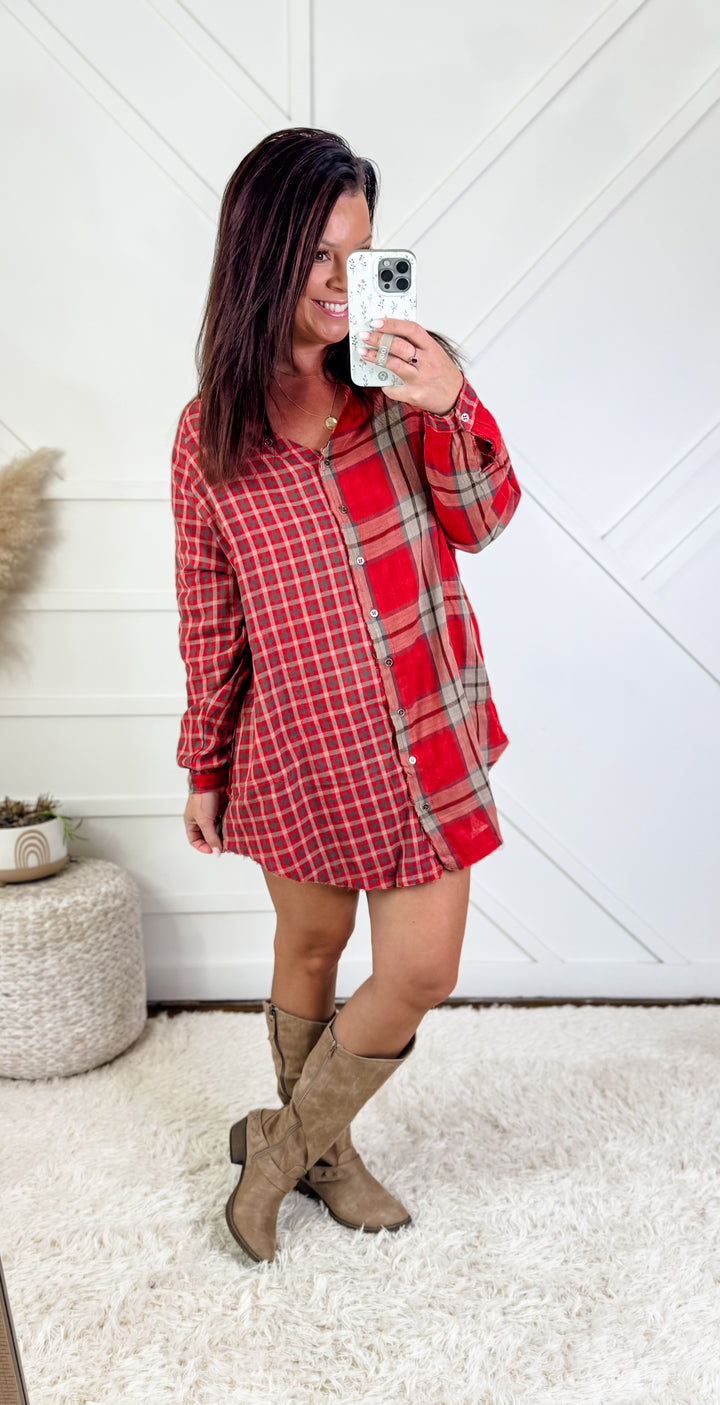 Lexie Half and Half Plaid Top